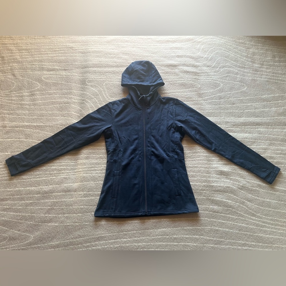 Navy Merino Zoey Zip Up Hoodie
